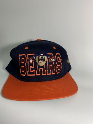 Vtg 1993 Chicago Bears Nfl X Taz Looney Tunes Faded Snapback Hat Cap