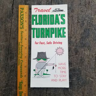 Vintage 1963 Travel Brochure Map Souvenir Fl Florida Turnpike Under Construction