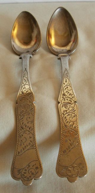ANTIQUE TURKISH OTTOMAN STERLING SILVER HAND ENGRAVED SPOONS - 73 grams 2