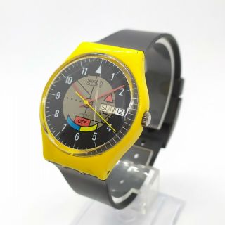 Swatch Watch Yamaha Racer Gj 700 Day Date Quartz Vintage Wrist Watch Ag 1985