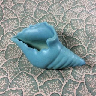 Vintage Van Briggle Pottery Ming Blue Conch Sea Shell