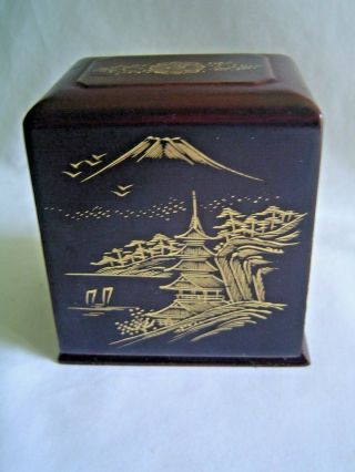 Vintage Wood Lacquer Ware Playing Card Box Holds 2 Decks - Made In Japan