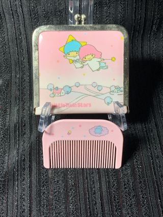 Vintage Sanrio Little Twin Stars Compact Purse Comb Mirror Set 1976 Very Rare