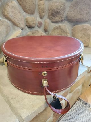 Vintage Faux Leather Samsonite 4920 Hat/train Case,  Saddle Tan Color With Key