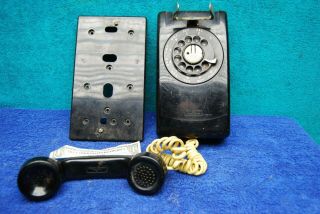 Vintage Bell Systems Western Electric Black Telephone Wall Mount Metal Rotary G1