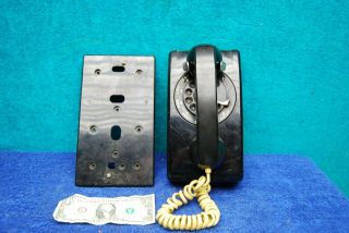 Vintage Bell Systems Western Electric Black Telephone Wall Mount Metal Rotary G1 2