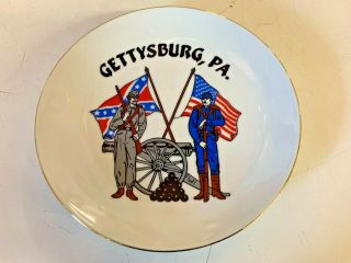 Vintage Gettysburg Pennsylvania Souvenir Ceramic Plate Travel Trip History Fun