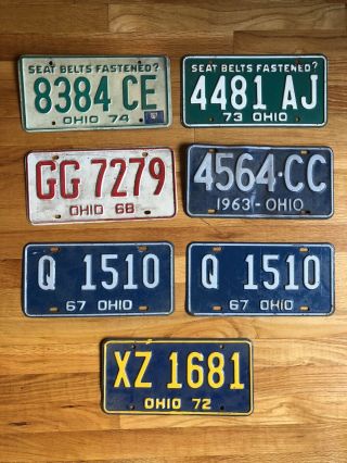 Vintage License Plates 7 Ohio Plates From The 60s And 70s