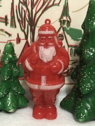 Vintage 1940 - 50’s Hard Plastic Larger 4” Santa Christmas Ornament Early Irwin