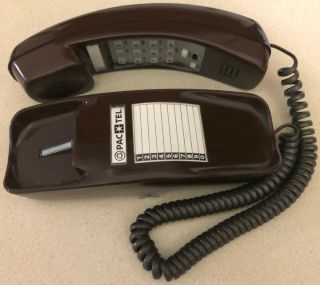 Vintage Pac Tel Push Button Touch Tone Trimline Phone Model 2202 - 20m Brown