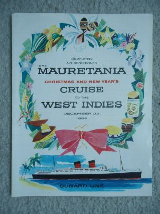 Cunard Line - Rms Mauretania - Christmas Cruise - Brochure - 1959