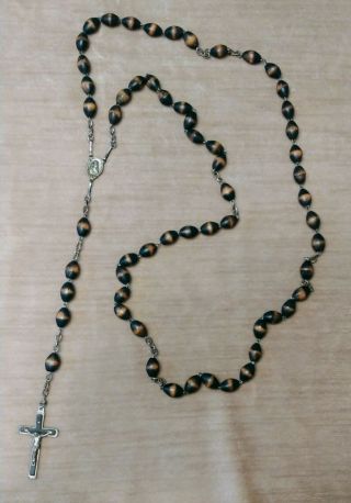 Vintage Extra Long Brown Wooden Priest Monk Rosary,  St.  Anne De Beaupre