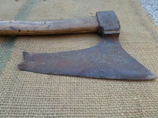 ANTIQUE VINTAGE GOOSEWING HEWING CARPENTER ' S SIDE AXE BLACKSMITH HAND FORGED 3