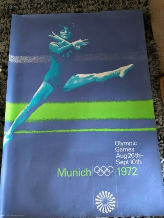 Vintage 1972 Munich Olympics Poster - Gymnastics Large Format