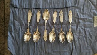 Duhme&co.  Set Of 6 Sterling Silver Tea Spoons: 19th Century,  Stamped 925