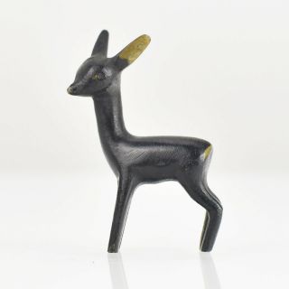 Vintage Werkstatte Hagenauer Vienna Whw Brass Bronze Deer Figurine Mcm
