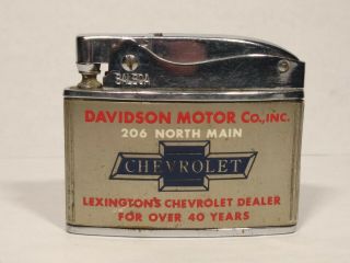 Vintage Chevrolet Davidson Motor Co.  Lexington N.  C.  Flat Advertising Lighter