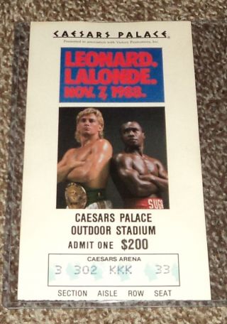Sugar Ray Leonard Vs Donny Lalonde Ticket Stub 1988 Caesars Palace Boxing Tix