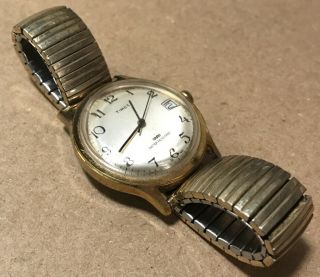 Vintage Timex Water Resistant Wind Up Watch Day Made Taiwan Speidel Band