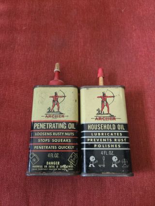 Vintage Archer Penetrating Oil & Household Oil Handy Oiler 4 Oz Cans 25 Full