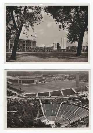 Set Of 2 1936 Vintage Postcards German Reichssportfeld Berlin Olympics Stadium