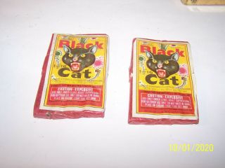 2 Vintage Black Cat Firecracker Labels - 16 Each