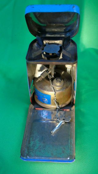 Vintage Optimus 80 Sweden Made Collectible Camping Stove In Blue Tin