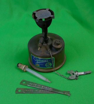 Vintage Optimus 80 Sweden Made Collectible Camping Stove in Blue Tin 3