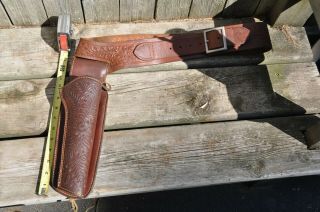 Vintage Hunter 25 Round Leather Ammo Belt 3155 M & Holster For Long Barrel