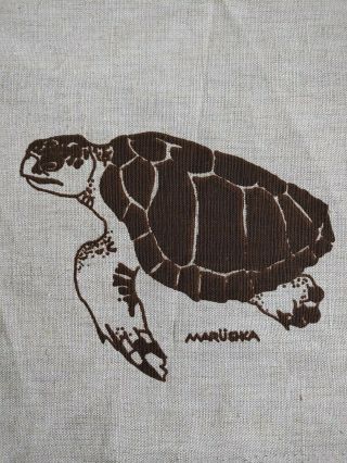 Vintage Marushka Sea Turtle Canvas Print Linen Unframed