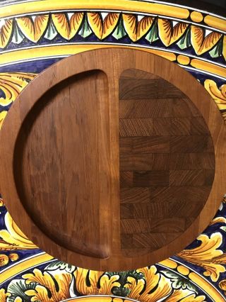 Vintage Dansk Ihq Denmark Round Divided Cutting Board With Well 12”