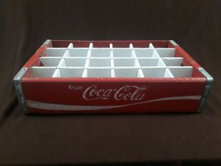 Vtg Red Wooden Coca - Cola Coke Soda Crate Carrier Tray Box 24 Pack 1970 