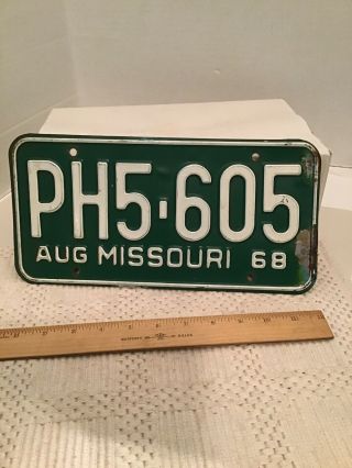 1968 Missouri License Plate Aug 