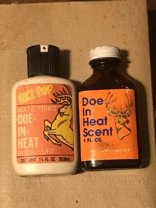 Doe In Heat Scent Vintage Small Advertising Bottles Deer Hunting