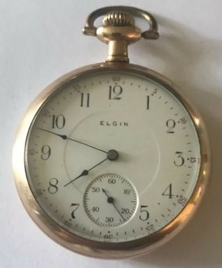 Antique Elgin Pocket Watch 17 Jewel 16s Winasor Guaranteed 20 Year Case Bwc.  Co