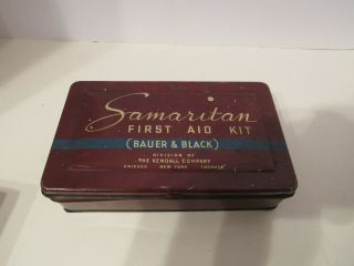 Samaritan First Aid Kit (bauer & Black) Division Kendall Co.  Tin Vintage
