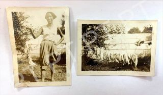 Vtg Snapshot Found Photos Of African American Woman Showing Fishing Catch 1930s