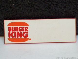 Vintage Burger King Employee Uniform Pin Name Badge Bk Hamburger Logo Pinback