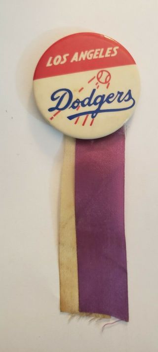 Vintage 1960s Los Angeles Dodgers 1.  5 " Pinback Button - Baseball