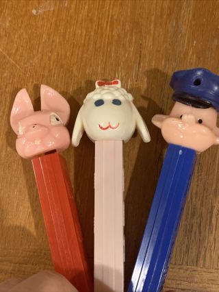 Vintage Pez Pal Set Of 3 Policeman Bunny Easter Sheep No Feet Candy Dispensers