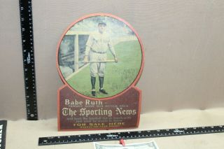 SCARCE 1920s BABE RUTH THE SPORTING NEWS HERE DISPLAY SIGN BASEBALL 2