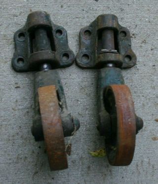 Antique Factory Cart Cast Iron Casters Antique Wheels Railroad Dolly Industrial 2