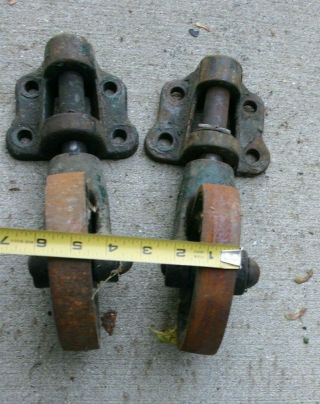 Antique Factory Cart Cast Iron Casters Antique Wheels Railroad Dolly Industrial 3