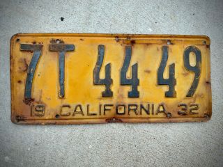Vintage California 1932 License Plate