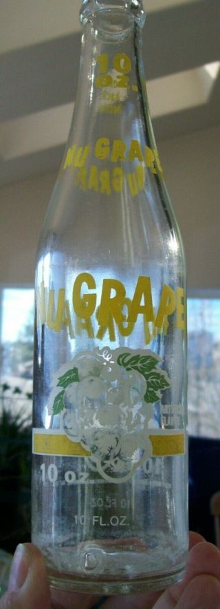 Vintage 1960’s Scarce 3 Color Nu Grape 10 Oz Acl Soda Bottle