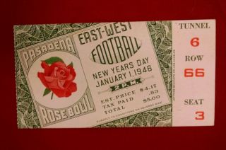 1946 Rose Bowl Football Ticket Stub Usc Trojans Vs Alabama Crimson Tide Ex,