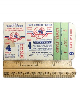 1950 World Series Game 4 Ticket Stub Ny Yankees