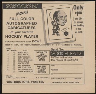 1970 Sporticature Hockey Photo Advertisement 3x Ad Vintage Pelkowski Bobby Hull