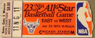 1973 Nba All Star Game Ticket Stub Chicago Stadium Bulls Basketball Wilt West