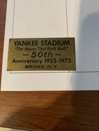 1973 Yankee Stadium Seat Plaque
